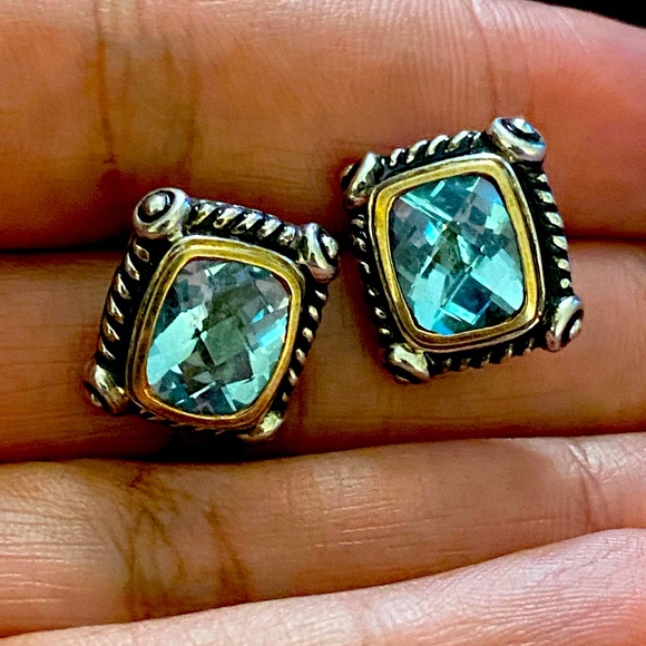 Jewelry - Blue Topaz Sterling Silver/14KT Gold Earrings